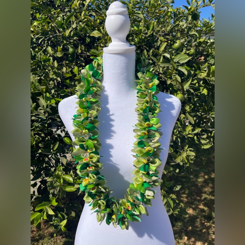 Handmade Leis- Green Orchid Flowers. 43 inch